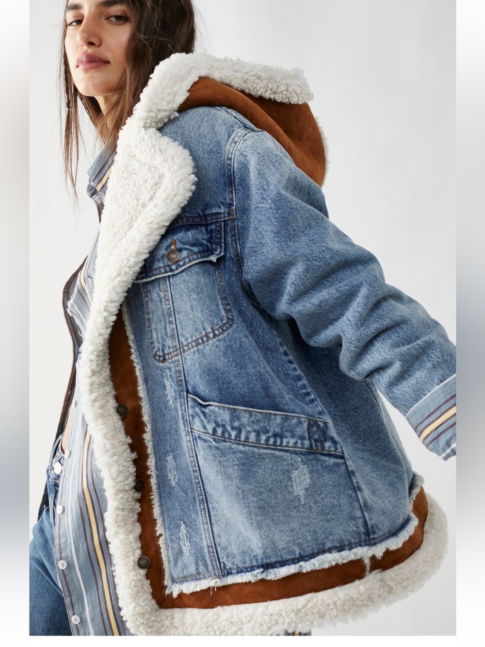 NWT Free People Magnolia Cozy Denim Jacket